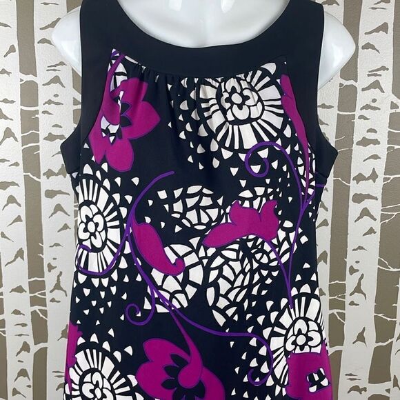 AB Studio Geometric Floral Print Sheath Dress 10 - Picture 2 of 11